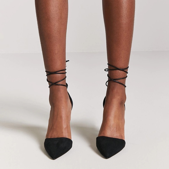 Faux Suede Ankle Wrap Heels - Picture 3 of 3